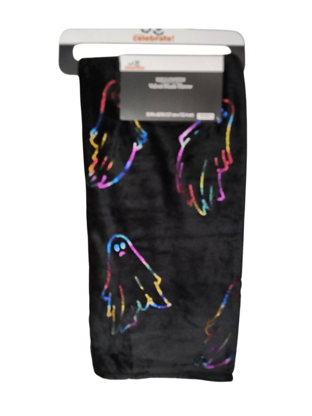 Rainbow Ghost Throw Blanket Polyester 50x60 inch Halloween Black Neon Design - Picture 1 of 9